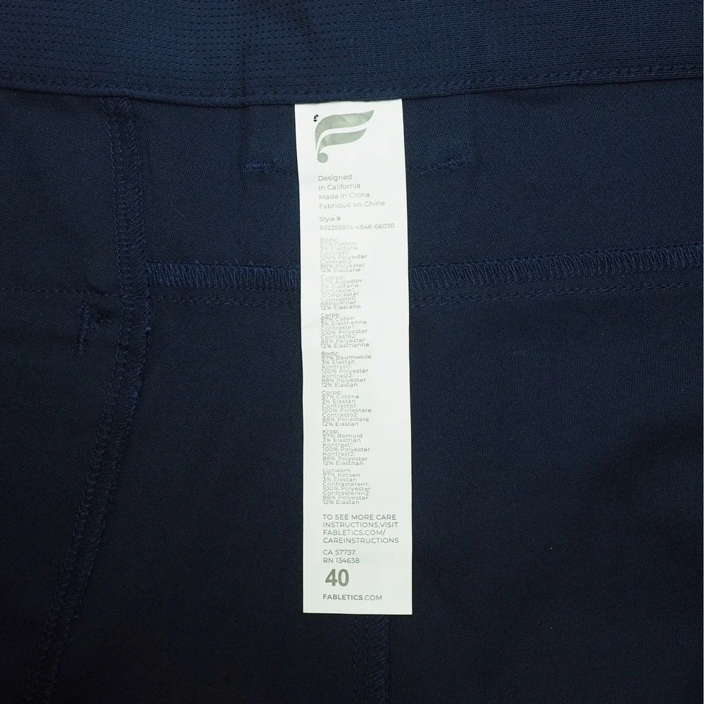 New Fabletics The High Side Chino Shorts Mens 40 Navy Blue Casual Cotton Blend